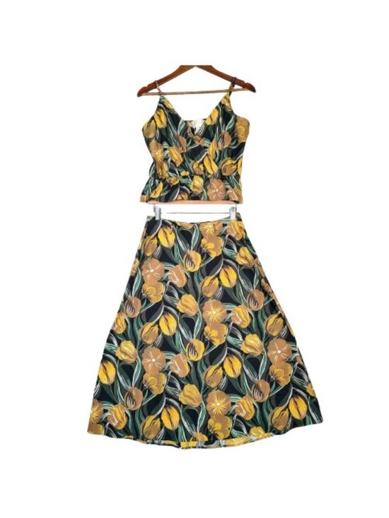 Corey Lynn Calter Dresses & Skirts - Corey Lynn Calter Skirt Suit 2-Piece Set Women's M/S Yellow Floral Peplum A-Line